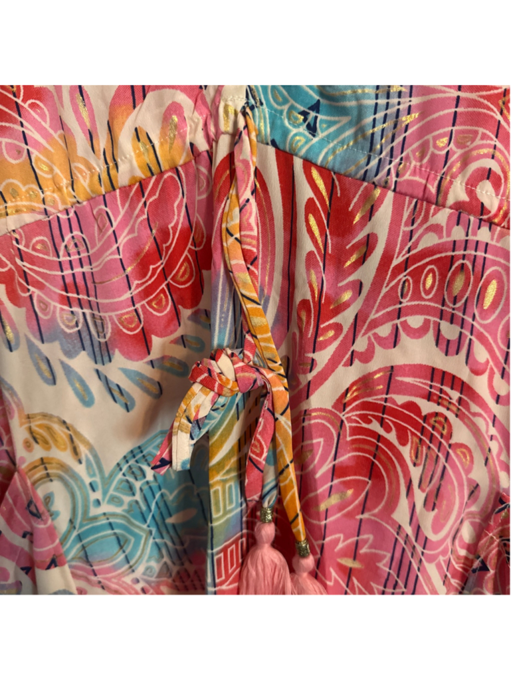 Karma Highway Maxi Dress Size OS Pink Blue Paisley Print - Picture 4 of 8